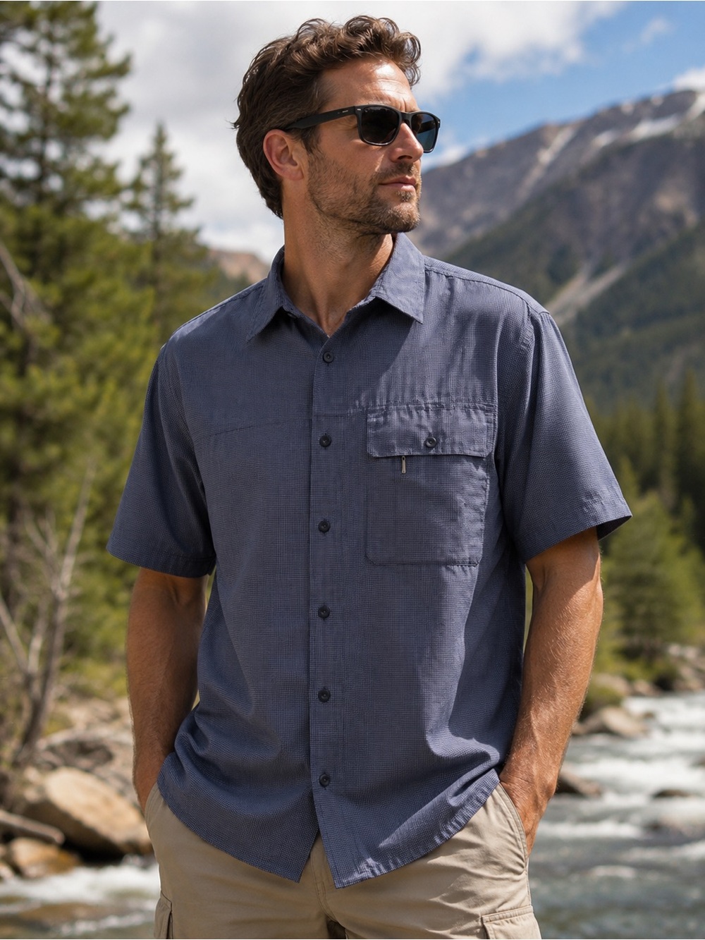 The North Face Men's Short-Sleeve Button-Down Shirt XXL Blue Outdoor